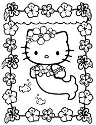 Hello Kitty kolorowanka z kwiatkami