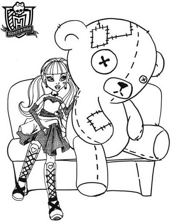 Lalka Monster High i wieki miś kolorowanka