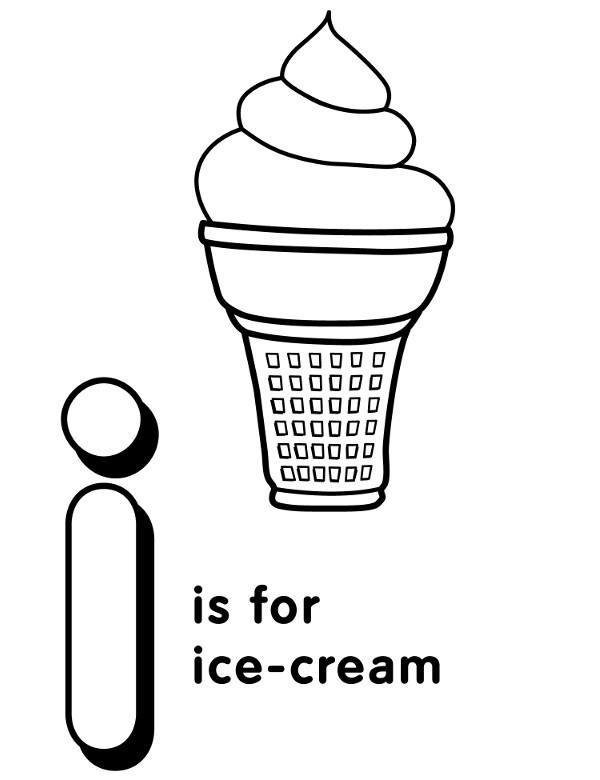 Letter I is for ice-cream angielski alfabet dla dzieci