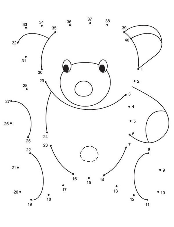 Obrazek miś połącz numery do wydruku