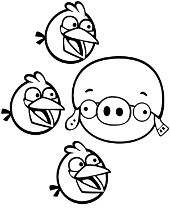 Główni bohaterowie gry Angry Birds na malowance do wydruku