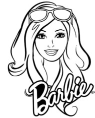 Twarz lalki Barbie i logo darmowa kolorowanka