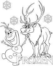 Olaf i Sven z bajki Frozen do wydrukowania i pokolorowania