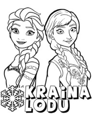 Elsa i Anna kolorowanka do druku Kraina Lodu