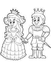 Rycerz i księżniczka na kolorowance do druku
