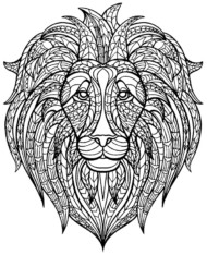 Głowa lwa mandala do wydruku i pokolorowania