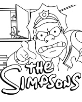 Kolorowanka z szeryfem Wiggumem i logo Simpsonów