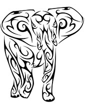 Wzór tatuażu ze słoniem do pokolorowania