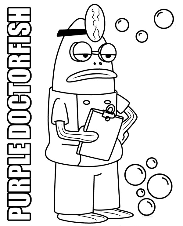 Doktor Purple doctorfish z bajki SpongeBob kolorowanka