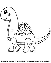 Dinozaur do pokolorowania według numerów