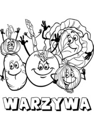 Zabawna kolorowanka z warzywami