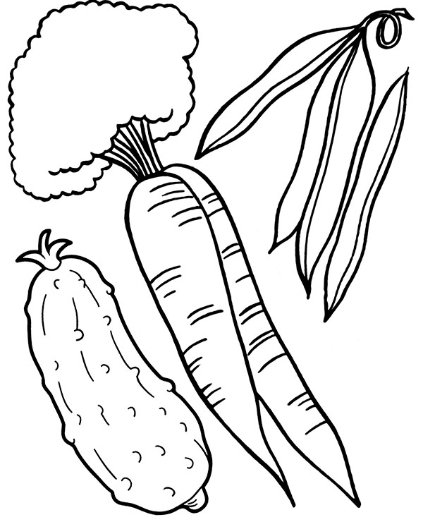 Marchewka ogórek i fasolka kolorowanki dla dzieci