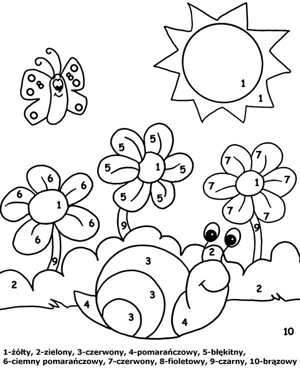 Kolorowanie ilustracji według numerów życie na łące