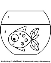 Zadanie dla dziecka kolorowanie rybki według numerów