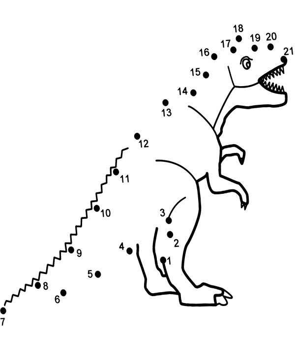 Obrazek do wydruku połącz punkty dinozaur