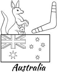 Australijska flaga kolorowanka bumerang i kangur