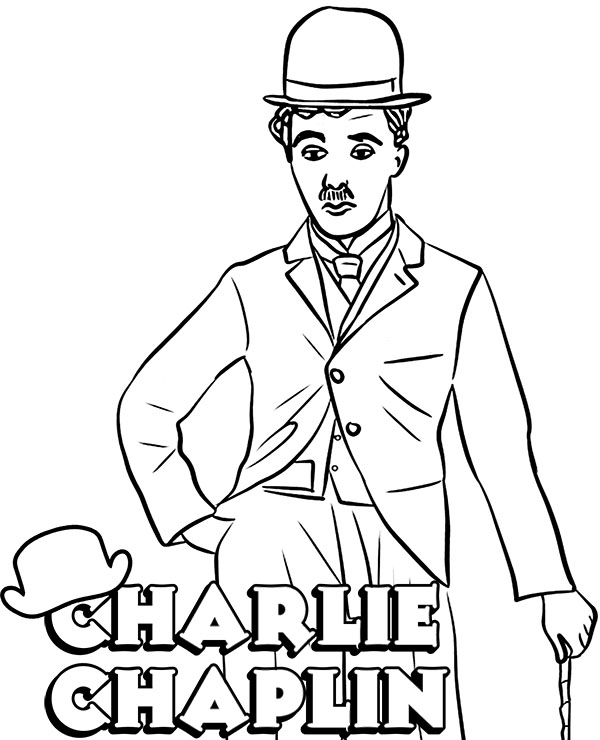 Charlie Chaplin komik kolorowanka do wydruku