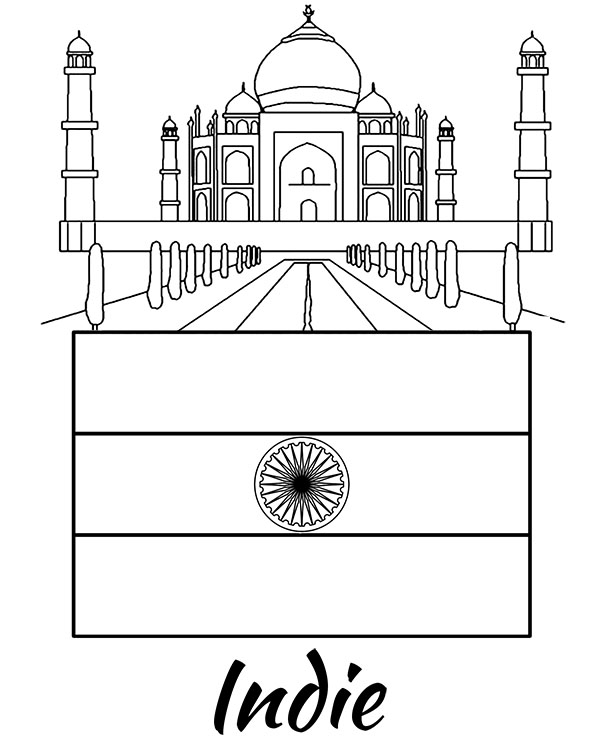 Indie symbole narodowe i flaga kolorowanka