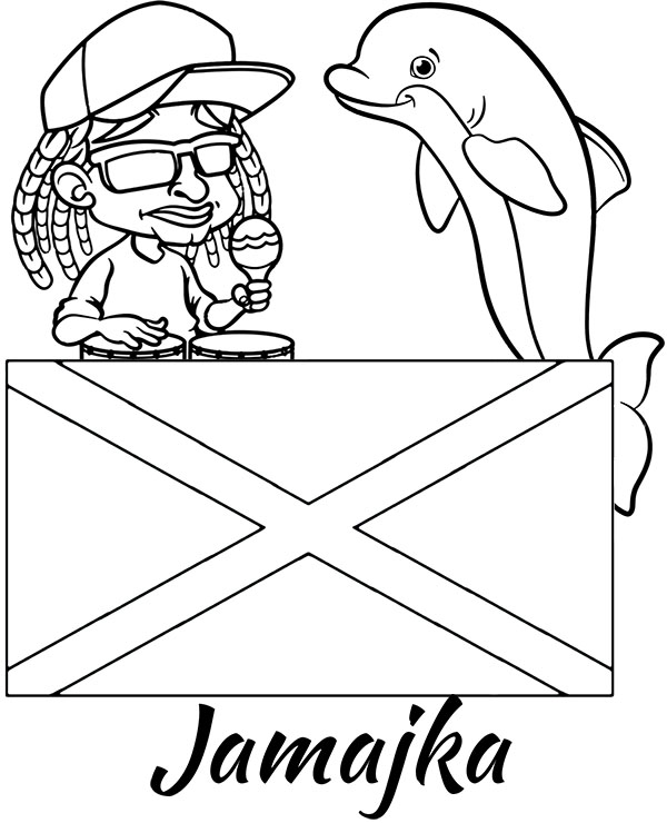 Jamajka kolorowanka flaga i rastaman