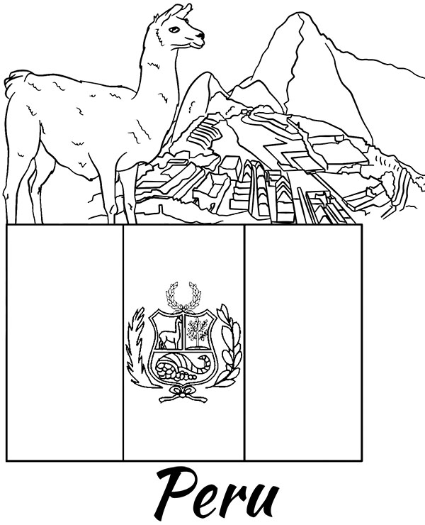 Peru flaga i symbole kolorowanki dla dzieci