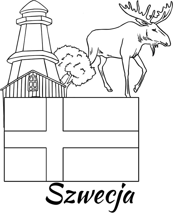 Szwecja flaga szwedzka do wydruku i kolorowania