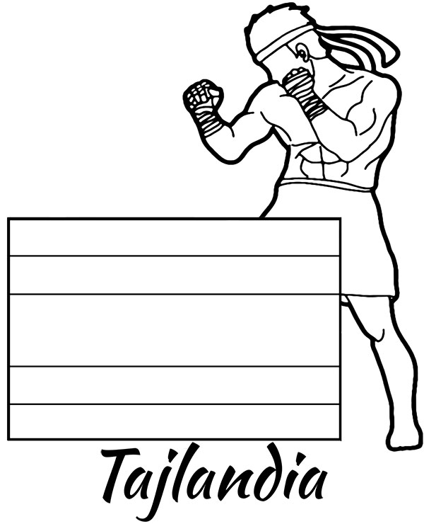 Tajlandia flaga tajski boks kolorowanki