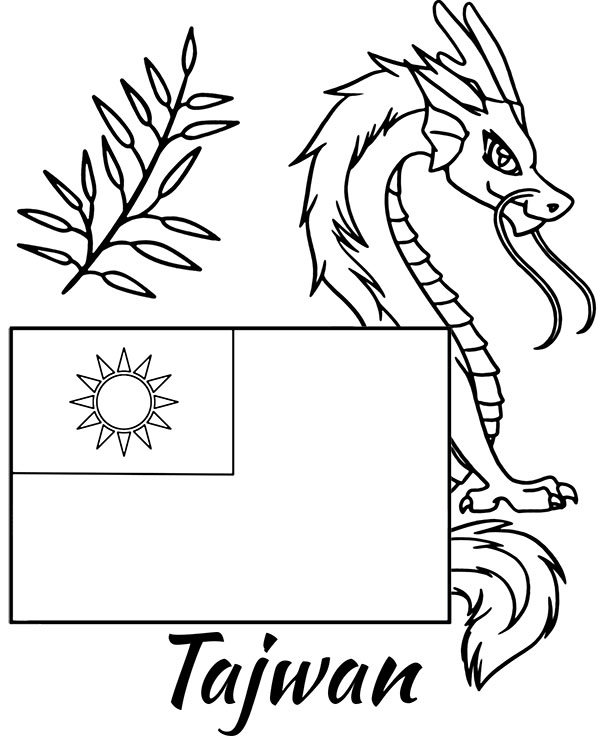 Tajwan flaga Tajwanu kolorowanka malowanka