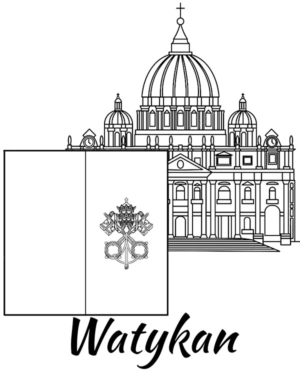 Watykan flaga i Bazylika Świętego Piotra