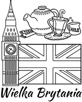 Brytyjskie symbole narodowe kolorowanka edukacyjna