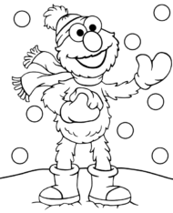 Elmo i padający śnieg kolorowanka dla dziecka