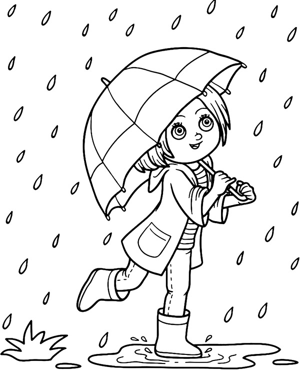 Deszcz i parasol kolorowanka