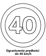 Ograniczenie prędkości do 40 km/h kolorowanka