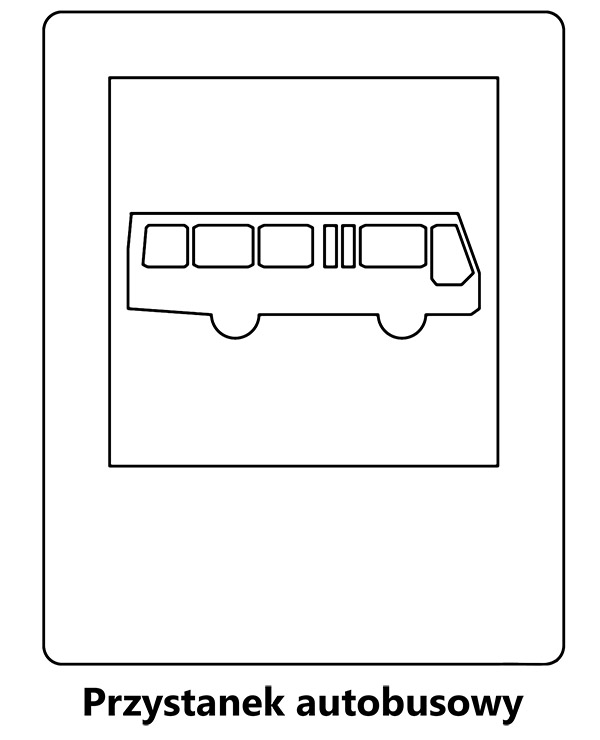 Znak drogowy kolorowanka przystanek autobusowy