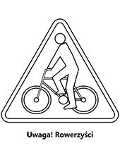 Uwaga na rowerzystów kolorowanka znak drogowy