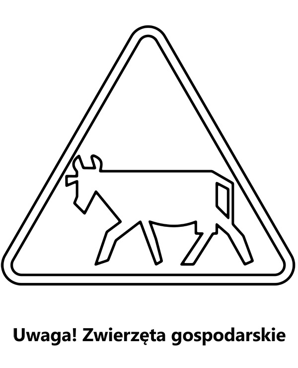 Uwaga na zwierzęta gospodarskie kolorowanka