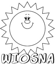 Logo wiosna i uśmiechnięte słońce kolorowanka
