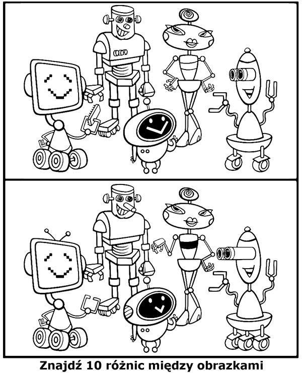 Znajdź różnice między obrazkami z robotami