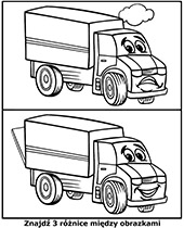 Szukaj 3 różnice na obrazkach ciężarówki