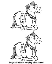 Znajdź 5 różnic między obrazkami - koń