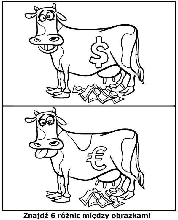 Szukaj różnic na obrazkach z krową