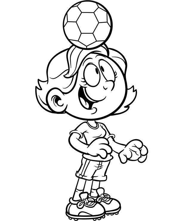 Piłkarka kreskówkowa kolorowanka z piłką nożną