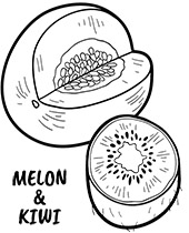 Darmowa kolorowanka kiwi i melon do wydruku