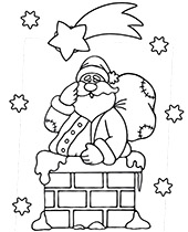 Mikołaj na kominie kolorowanki świąteczne
