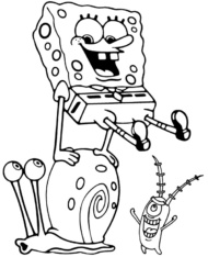 Kolorowanka Spongebob, Sheldon i Gary do druku