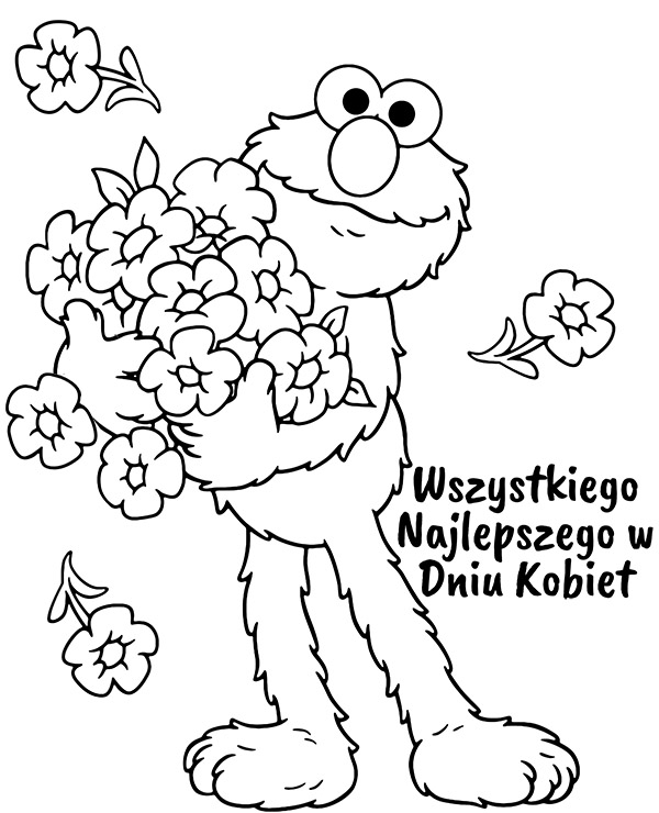 Darmowa kolorowanka Dzień Kobiet z Elmo
