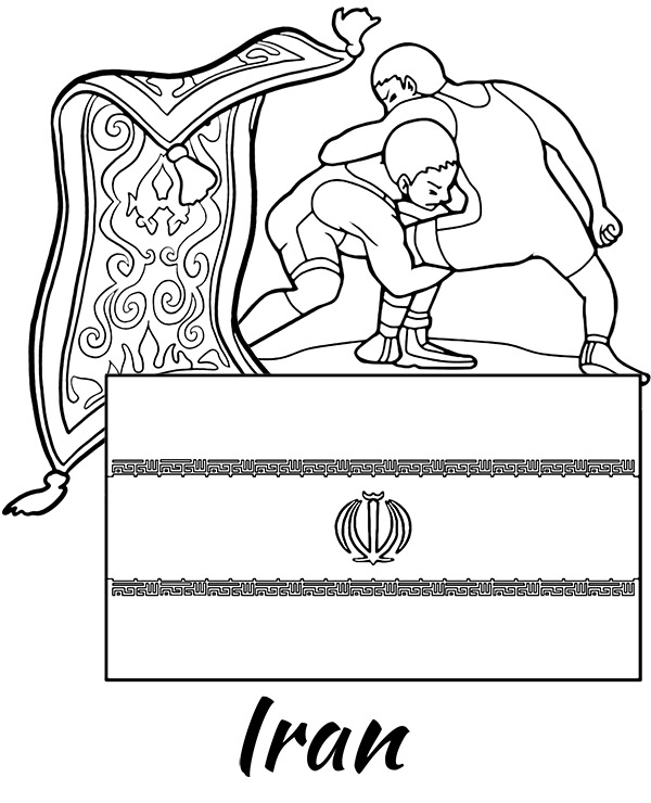 Iran flaga kolorowanka do druku