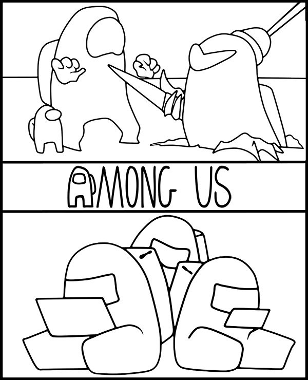 Podwójna kolorowanka z gry Among Us