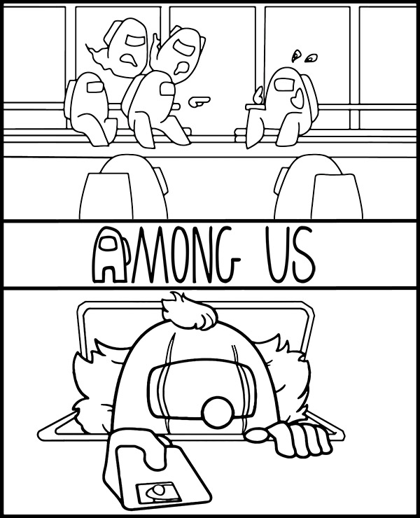 Komiksowa kolorowanka do druku Among Us