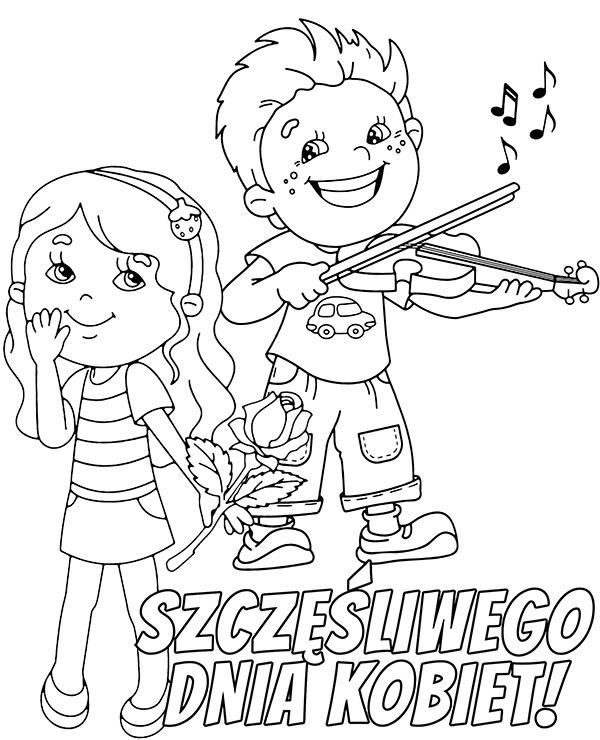 Kolorowanka dla dzieci na Dzień Kobiet