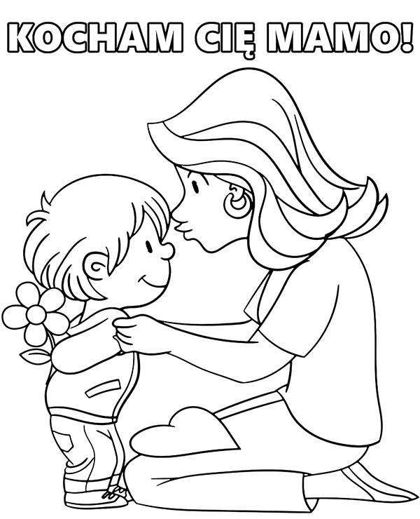 Dzień Matki kolorowanka kocham Cię Mamo